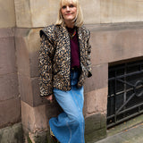 Pandora Brown Leopard Print Two-In-One Cotton Quilted Jacket