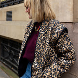 Pandora Brown Leopard Print Two-In-One Cotton Quilted Jacket