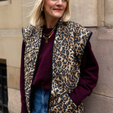 Pandora Brown Leopard Print Two-In-One Cotton Quilted Jacket