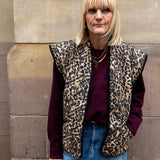 Pandora Brown Leopard Print Two-In-One Cotton Quilted Jacket