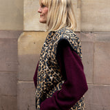 Pandora Brown Leopard Print Two-In-One Cotton Quilted Jacket