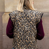 Pandora Brown Leopard Print Two-In-One Cotton Quilted Jacket