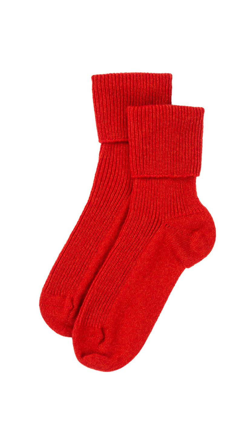 Red Cashmere Bed Socks by Rosie Sugden
