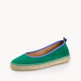 Roma Ballet - Verde Green with Cornflower Blue