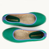 Roma Ballet - Verde Green with Cornflower Blue