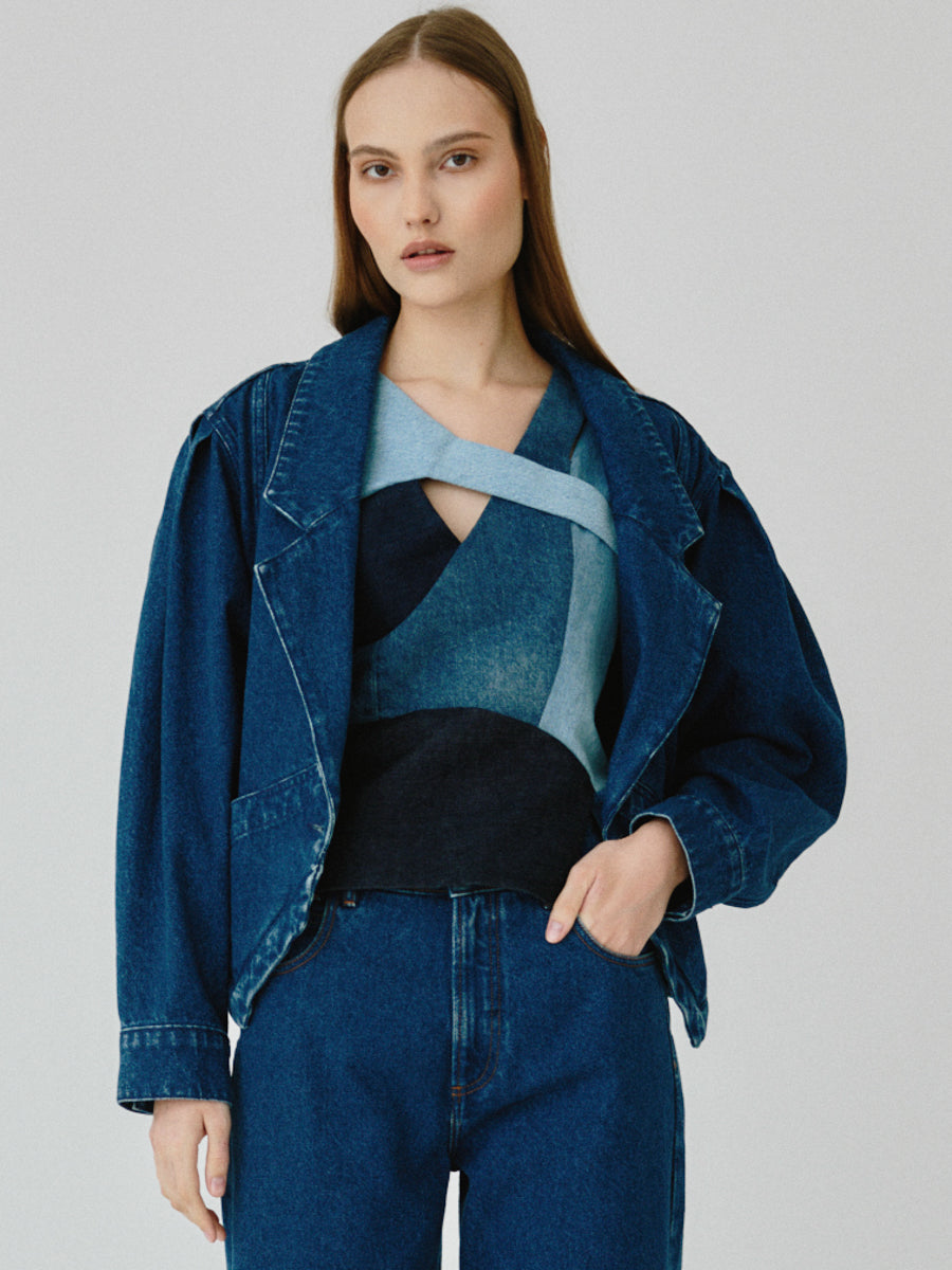 Rudy Dark Wash Denim Jacket by Fanfare