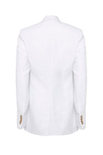 Single-Breasted Blazer in Powder White Linen by Anna James