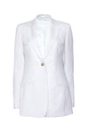 Single-Breasted Blazer in Powder White Linen by Anna James