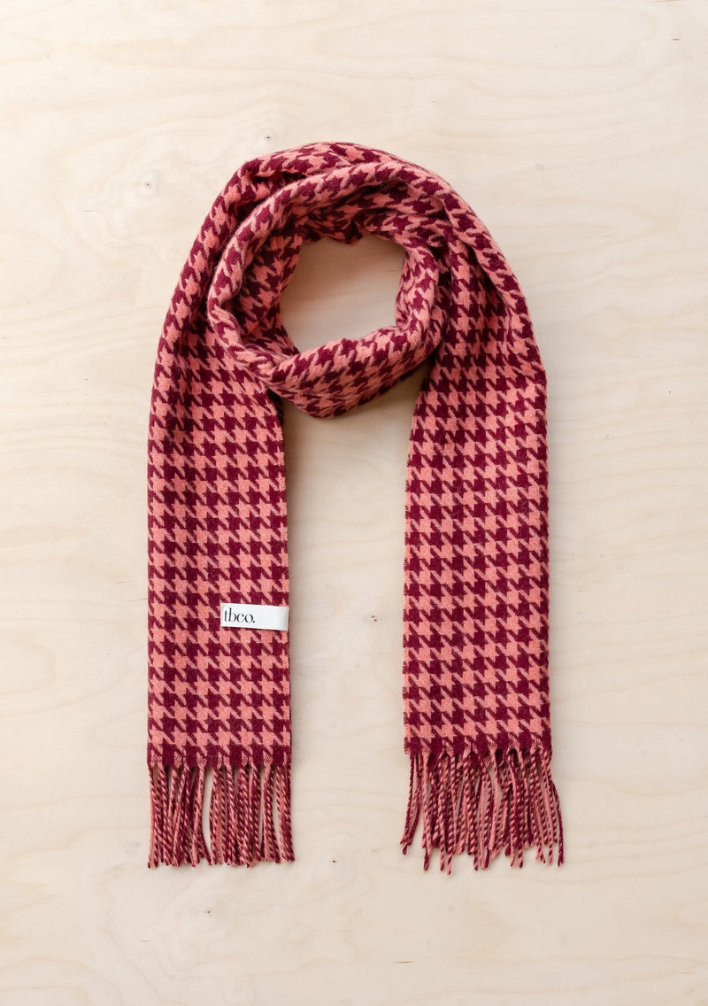 Lambswool Scarf In Berry Houndstooth by TBCo.