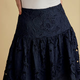 Lace Drop Waist Skirt in Navy