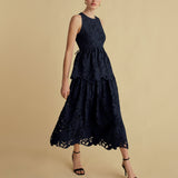 Lace Drop Waist Skirt in Navy