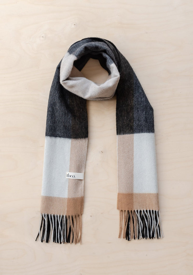 Lambswool Oversized Scarf In Monochrome Edge Check by TBCo.