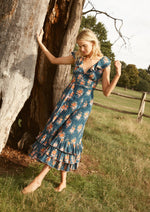 Marie Dress in Indigo Bouquet by ST. CLAIR