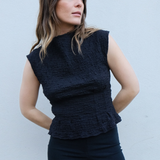 The Amelia Cinched Waist Top in Black