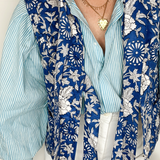 Sa Pa Quilted Bow Gilet in Blue Floral