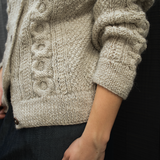 Chloe Cable Knit Cardigan in Light Grey