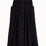 Ruth Stripe Midi Skirt in Black & White Stripe