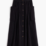 Ruth Stripe Midi Skirt in Black & White Stripe