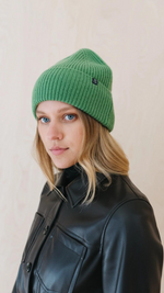 Cashmere & Merino Beanie In Green by TBCo.