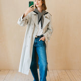 Merino Triangle Scarf in Black Stripe