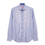 Tabetha Frill Shirt in Blue and Lilac