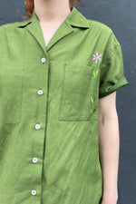 Frances Cuban Shirt in Rich Green by Saywood