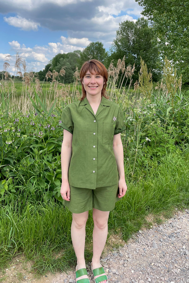 Frances Cuban Shirt in Rich Green by Saywood