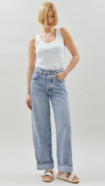 Turn Up Jeans in Light Wash by Albaray