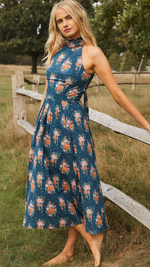 Ginny Dress in Indigo Bouquet by ST. CLAIR