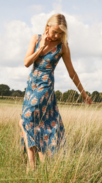 Ottilie Dress in Indigo Bouquet by ST. CLAIR