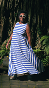 Aja's Maxi Cotton Dress in Stripe Print