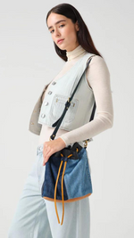 LPOL x seventy + mochi Mia Bucket Bag in Denim & Yellow