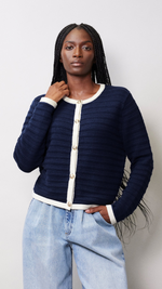 Knitted Contrast Trim Jacket