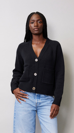 Black Relaxed Cotton Cardigan