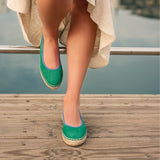 Roma Ballet - Verde Green with Cornflower Blue