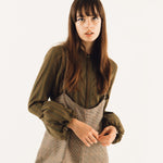 Fanfare Volume Cuff Top Dark Green Long Sleeved Stripe Top