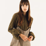 Fanfare Volume Cuff Top Dark Green Long Sleeved Stripe Top