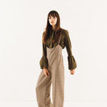 Fanfare Volume Cuff Top Dark Green Long Sleeved Stripe Top