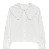 White Shirt with Big Frill Collar