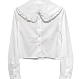 White Shirt with Big Frill Collar