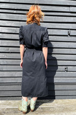 Rosa Puff Sleeve Shirtdress, Black Japanese Denim