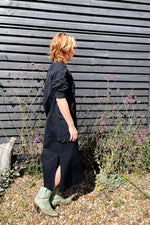 Rosa Puff Sleeve Shirtdress, Black Japanese Denim