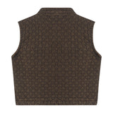 Pablo Quilted Denim Vest in Houndstooth Cacao