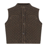 Pablo Quilted Denim Vest in Houndstooth Cacao
