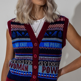 Reversible Fairisle Lambswool Waistcoat in Klein & Claret