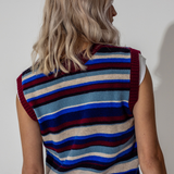 Reversible Fairisle Lambswool Waistcoat in Klein & Claret