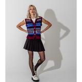 Reversible Fairisle Lambswool Waistcoat in Klein & Claret