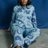 Organic Cotton Pyjama Shirt in Blue Things