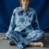 Organic Cotton Pyjama Shirt in Blue Things