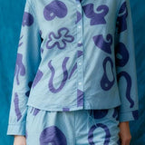 Organic Cotton Pyjama Shirt in Blue Things